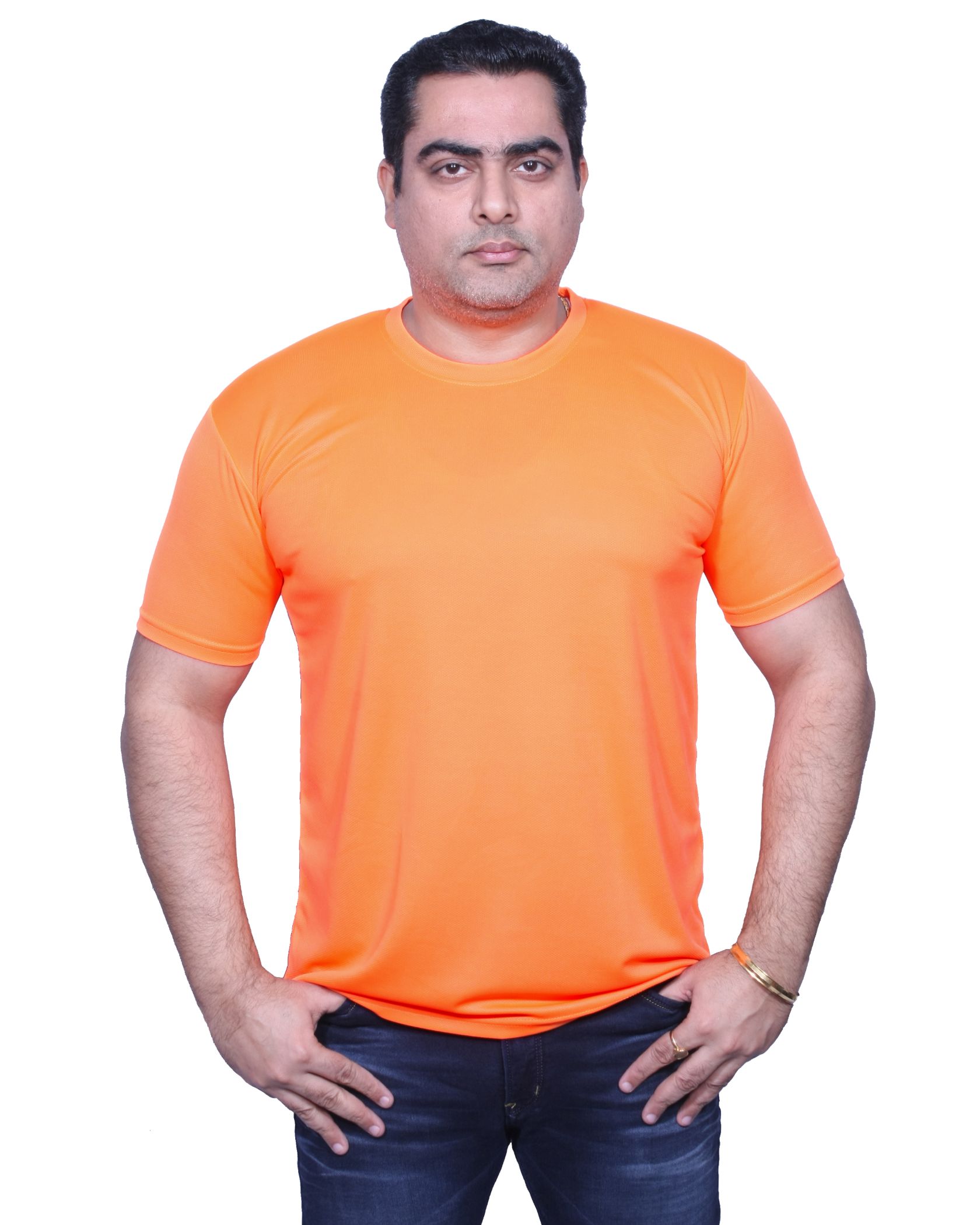 Neon Orange Active Wear Polyester T-shirt for Men and Women – Energize Your Workout